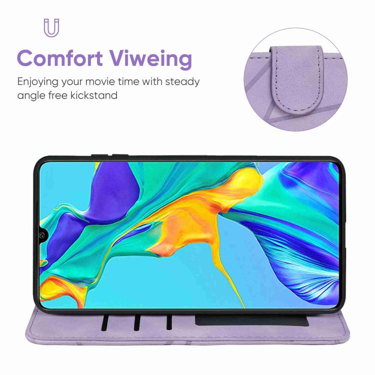 For Huawei P30 Skin Feel Geometric Lines Leather Phone Case