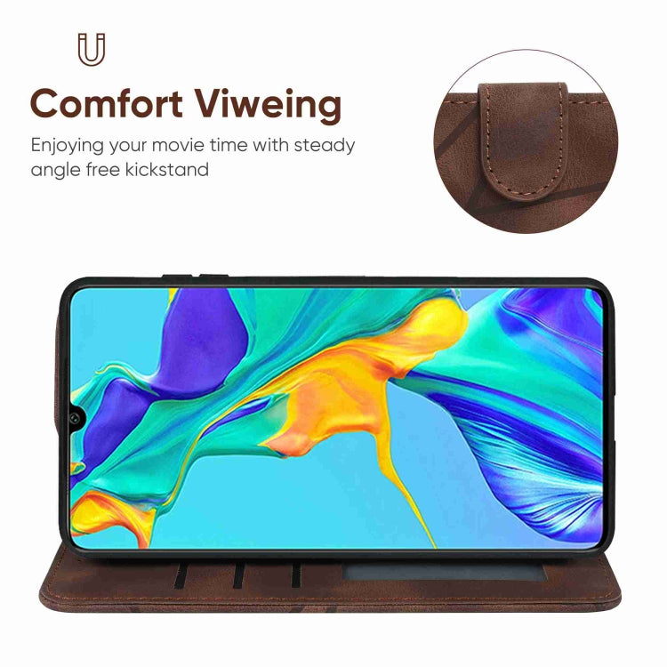 For Huawei P30 Skin Feel Geometric Lines Leather Phone Case