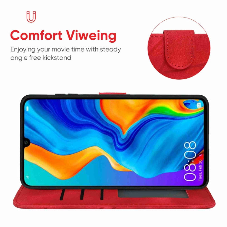 For Huawei P30 Lite Skin Feel Geometric Lines Leather Phone Case