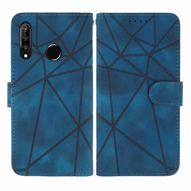 For Huawei P30 Lite Skin Feel Geometric Lines Leather Phone Case