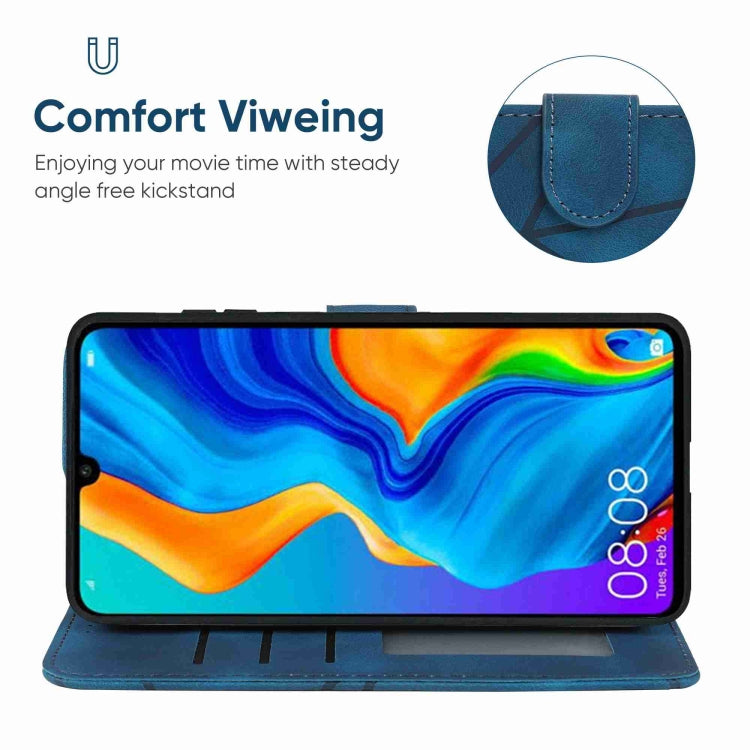 For Huawei P30 Lite Skin Feel Geometric Lines Leather Phone Case
