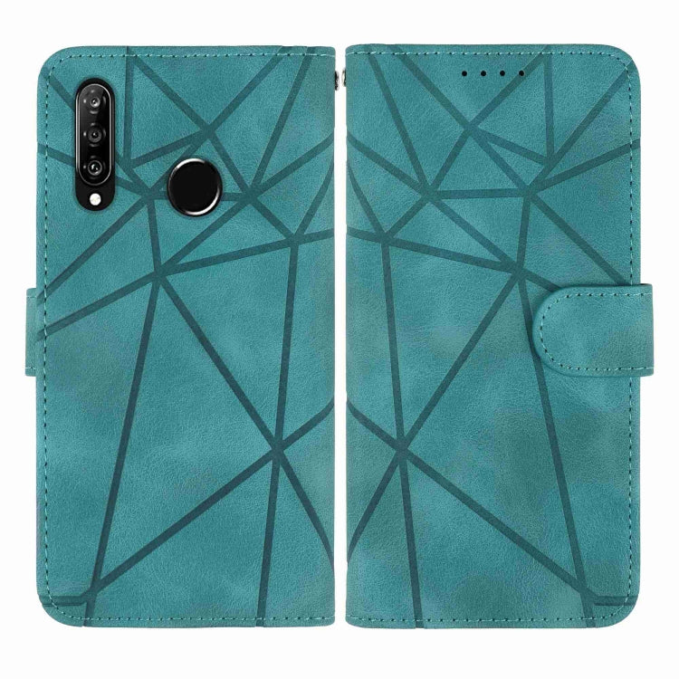 For Huawei P30 Lite Skin Feel Geometric Lines Leather Phone Case