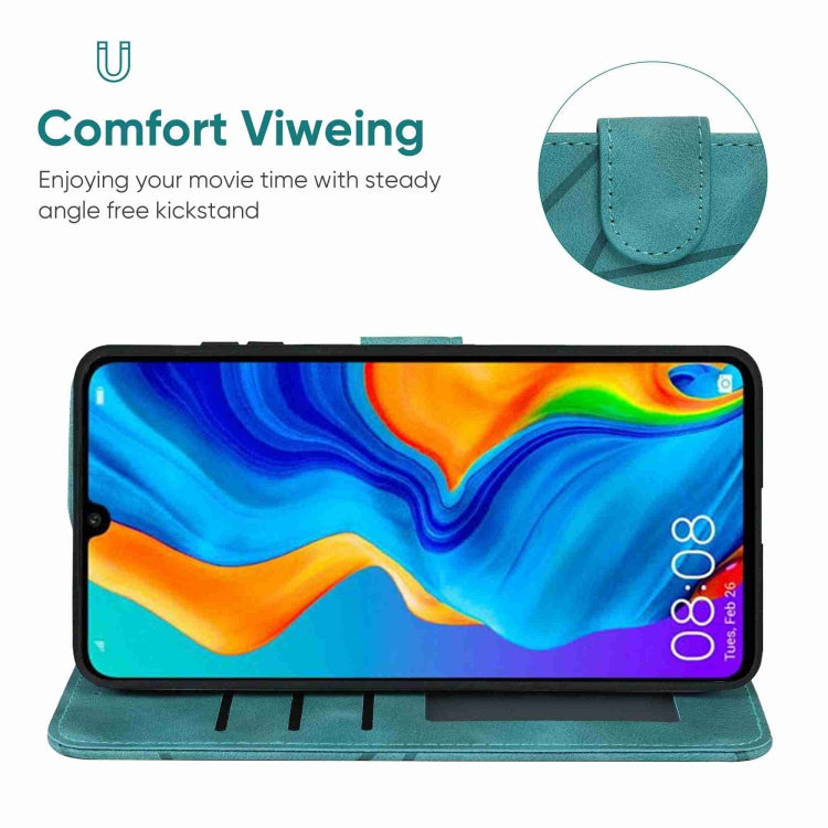 For Huawei P30 Lite Skin Feel Geometric Lines Leather Phone Case