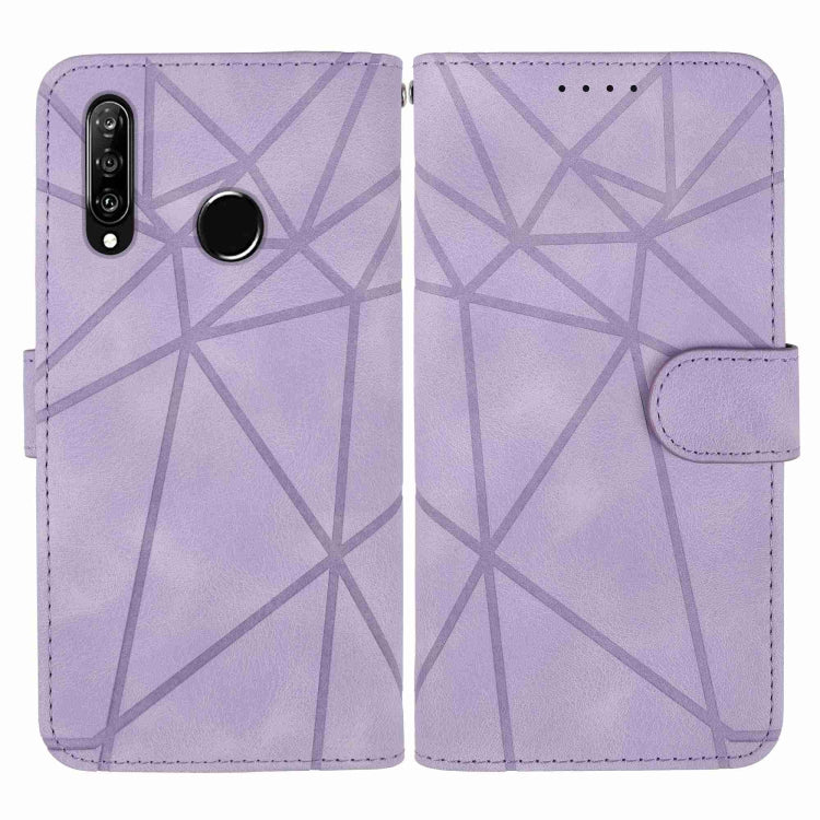 For Huawei P30 Lite Skin Feel Geometric Lines Leather Phone Case