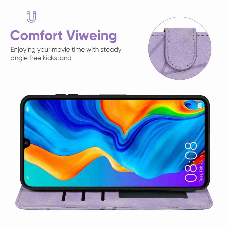 For Huawei P30 Lite Skin Feel Geometric Lines Leather Phone Case
