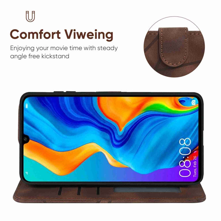For Huawei P30 Lite Skin Feel Geometric Lines Leather Phone Case