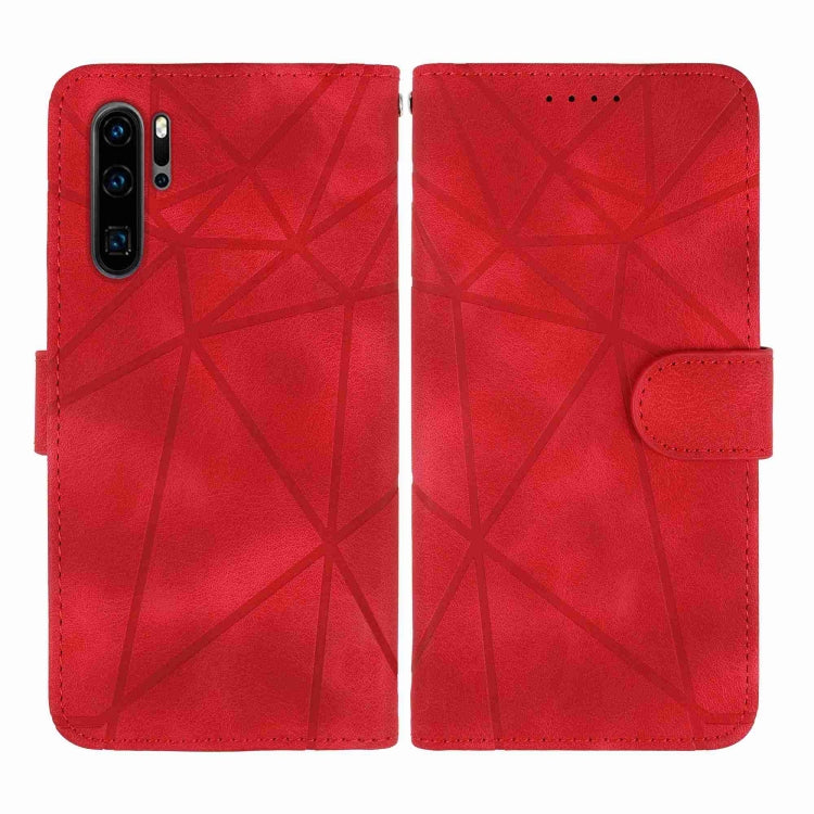 For Huawei P30 Pro Skin Feel Geometric Lines Leather Phone Case