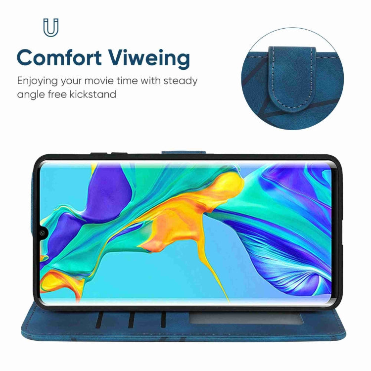 For Huawei P30 Pro Skin Feel Geometric Lines Leather Phone Case