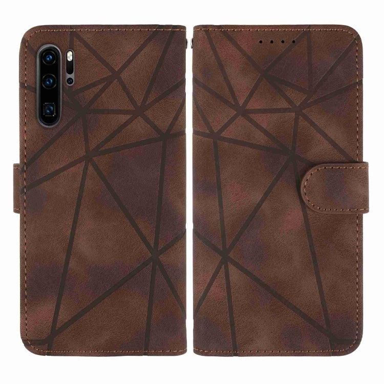 For Huawei P30 Pro Skin Feel Geometric Lines Leather Phone Case