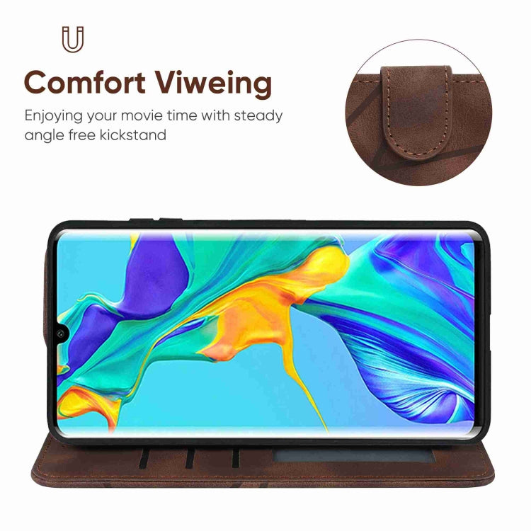 For Huawei P30 Pro Skin Feel Geometric Lines Leather Phone Case