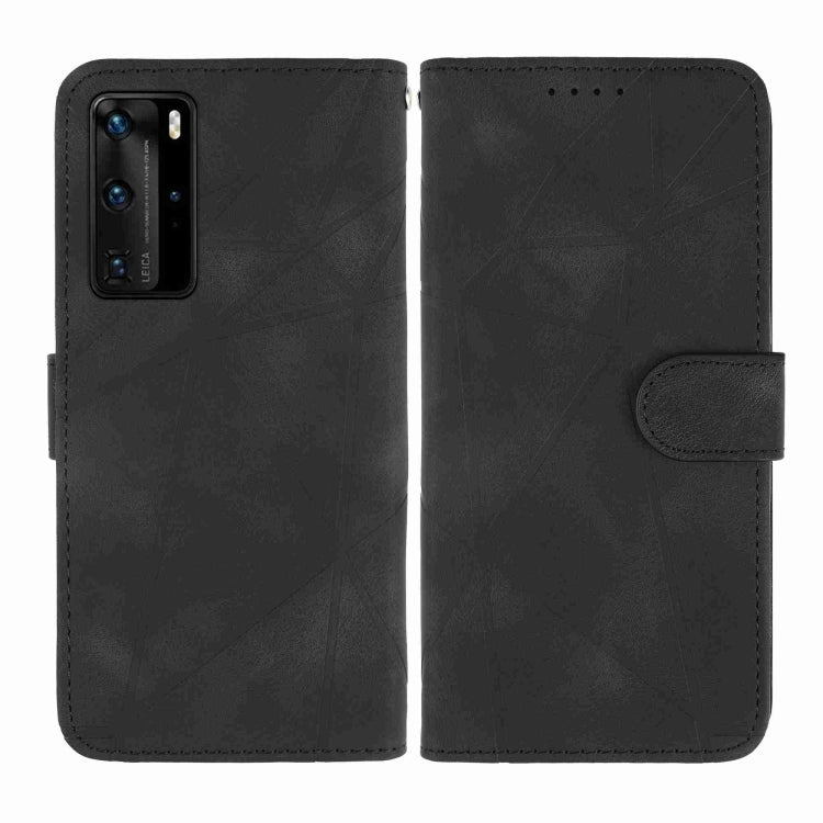 For Huawei P40 Skin Feel Geometric Lines Leather Phone Case