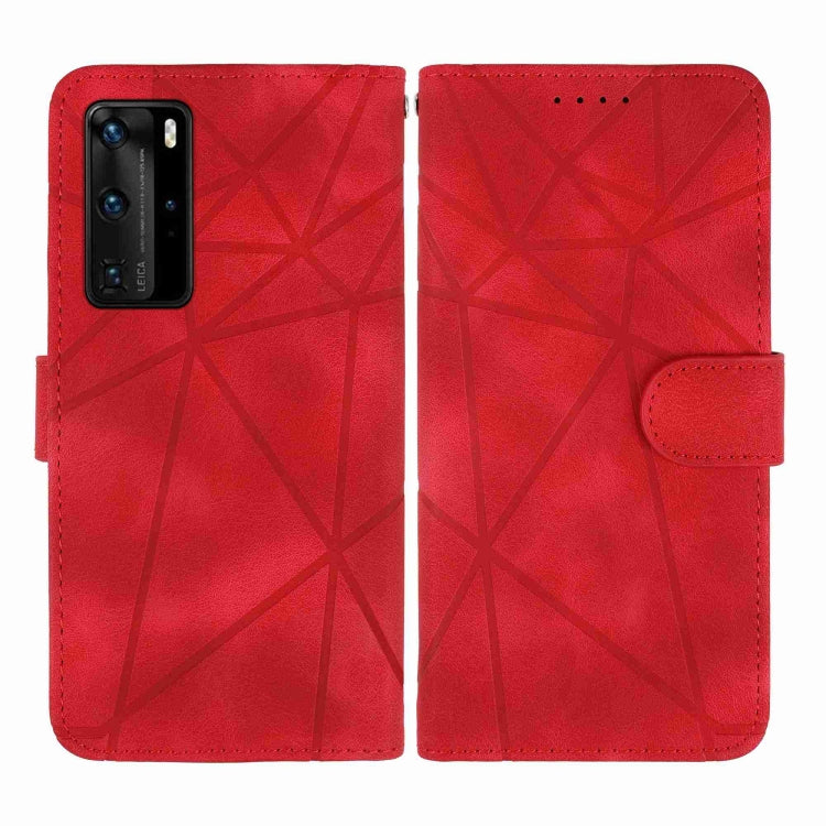 For Huawei P40 Skin Feel Geometric Lines Leather Phone Case