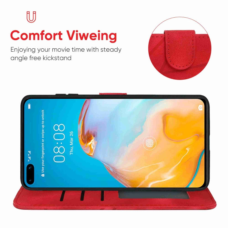 For Huawei P40 Skin Feel Geometric Lines Leather Phone Case