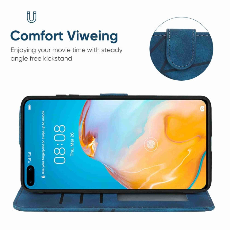 For Huawei P40 Skin Feel Geometric Lines Leather Phone Case