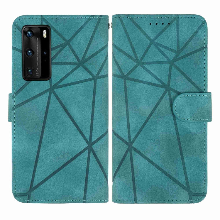 For Huawei P40 Skin Feel Geometric Lines Leather Phone Case
