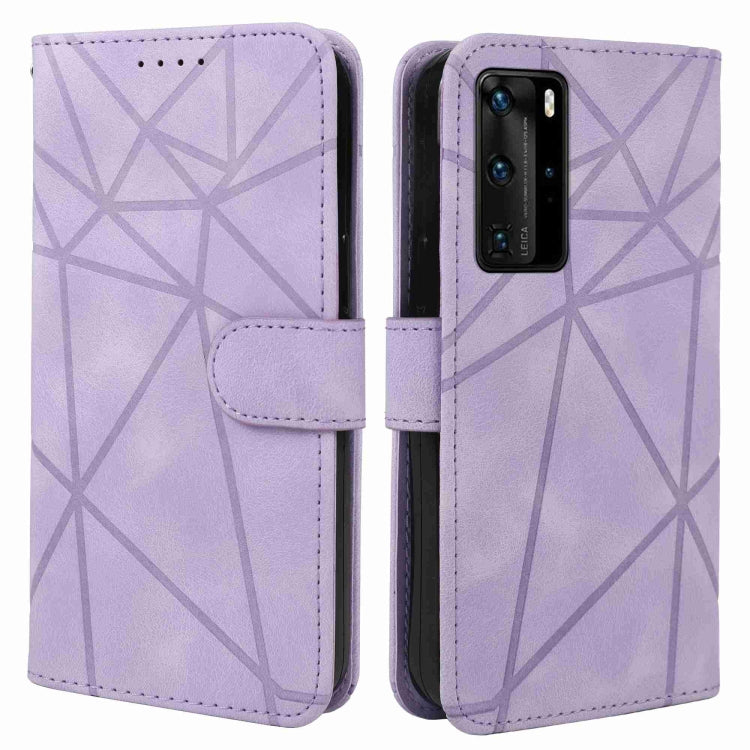 For Huawei P40 Skin Feel Geometric Lines Leather Phone Case