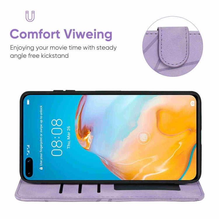 For Huawei P40 Skin Feel Geometric Lines Leather Phone Case