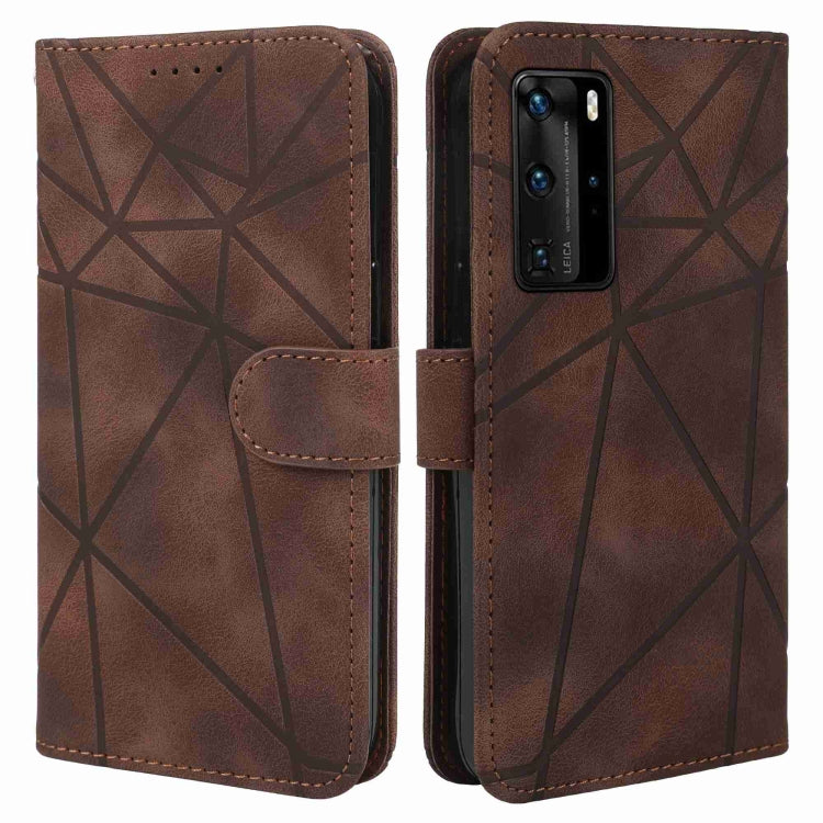 For Huawei P40 Skin Feel Geometric Lines Leather Phone Case