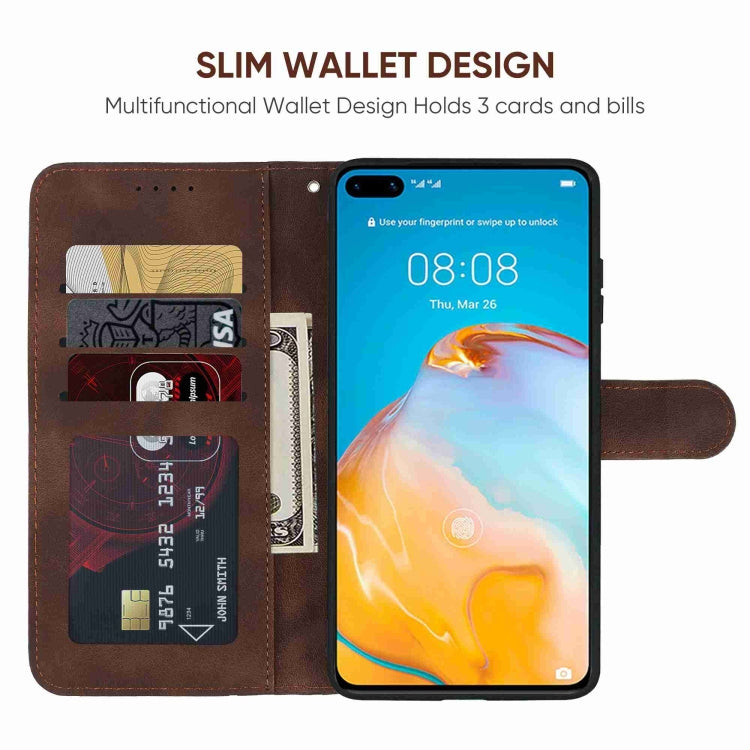 For Huawei P40 Skin Feel Geometric Lines Leather Phone Case
