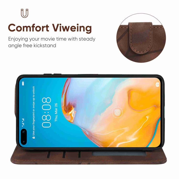 For Huawei P40 Skin Feel Geometric Lines Leather Phone Case