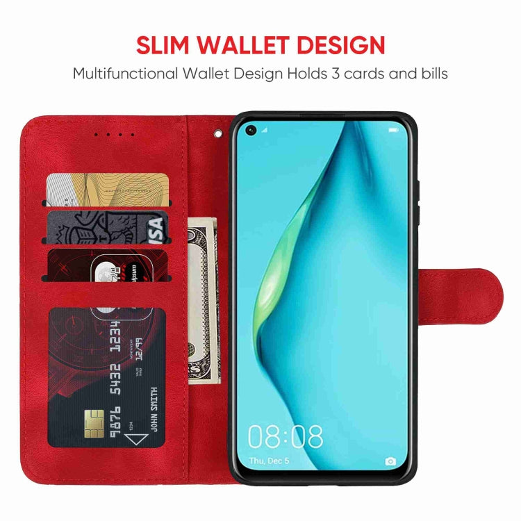 For Huawei P40 Lite Skin Feel Geometric Lines Leather Phone Case