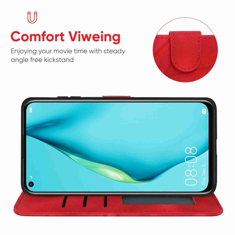 For Huawei P40 Lite Skin Feel Geometric Lines Leather Phone Case