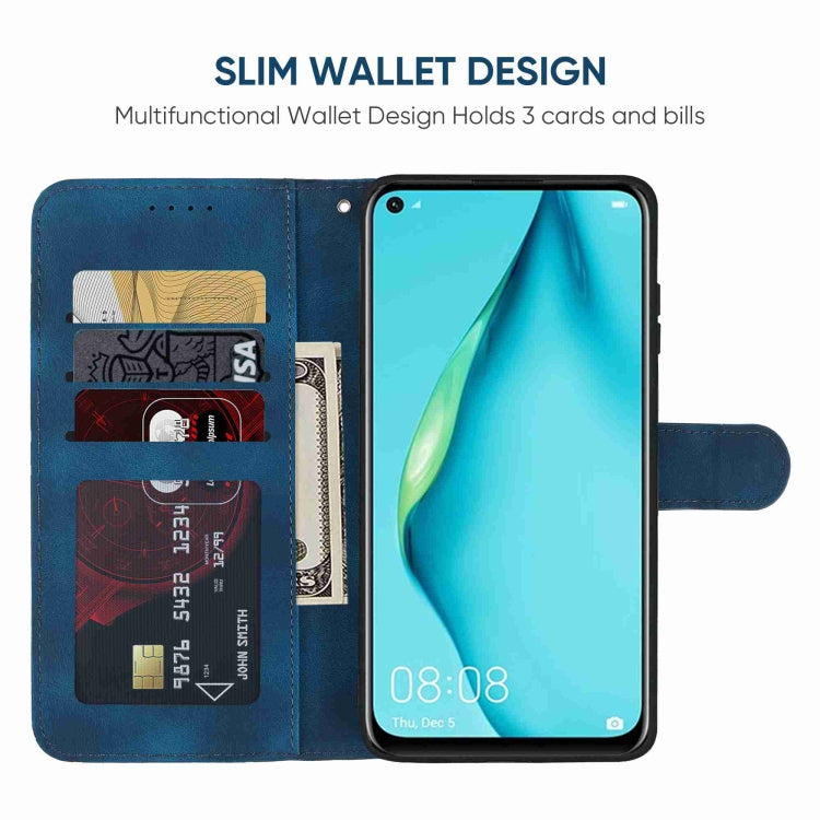 For Huawei P40 Lite Skin Feel Geometric Lines Leather Phone Case