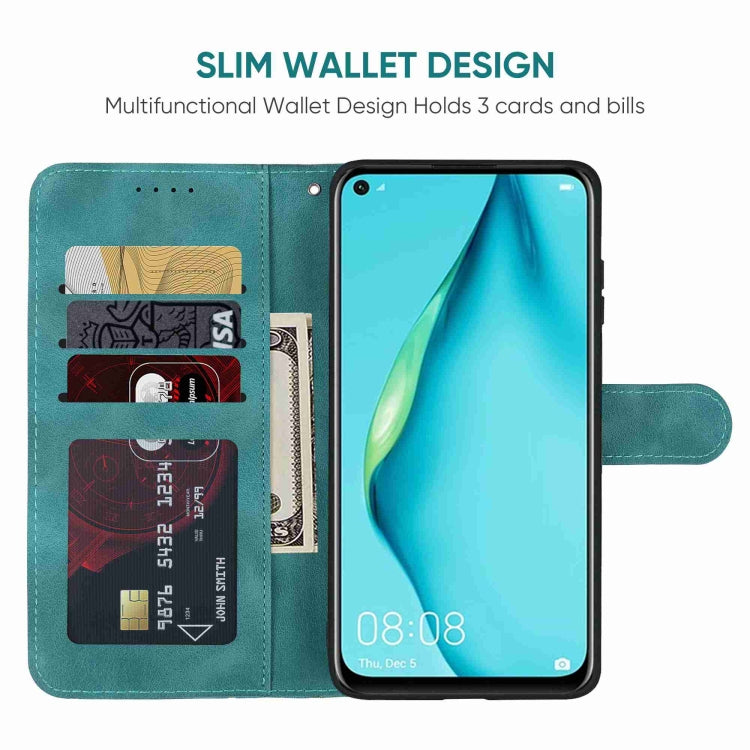 For Huawei P40 Lite Skin Feel Geometric Lines Leather Phone Case