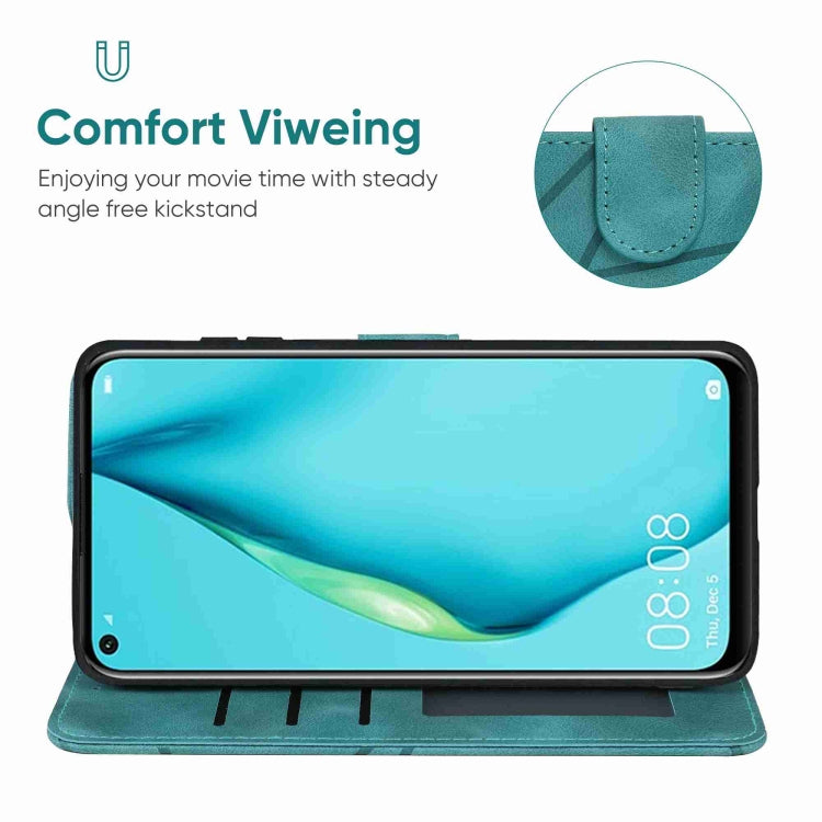 For Huawei P40 Lite Skin Feel Geometric Lines Leather Phone Case