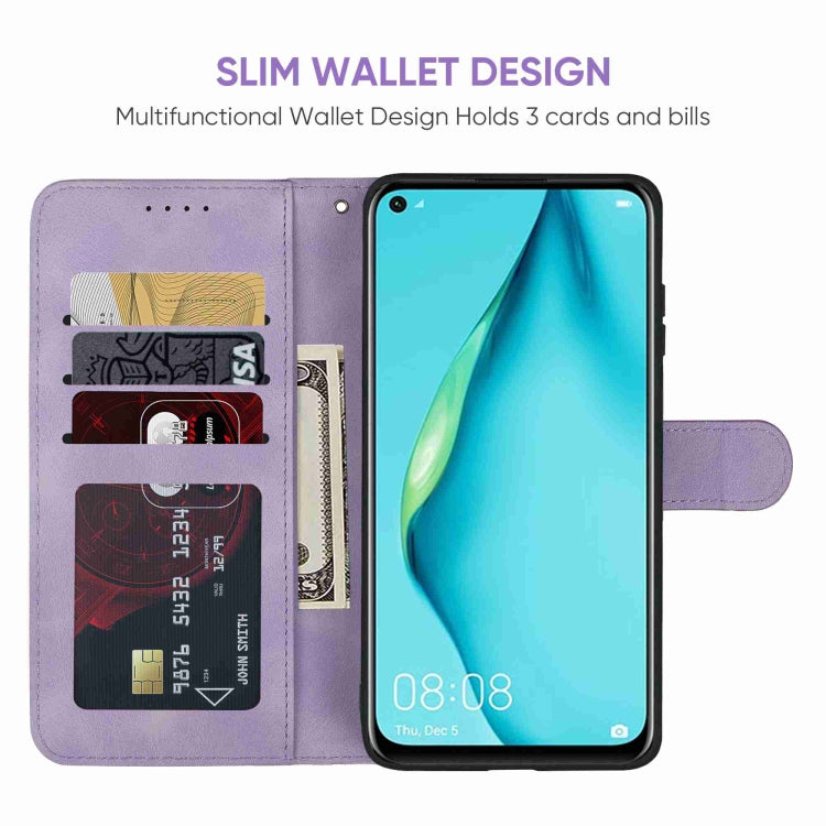 For Huawei P40 Lite Skin Feel Geometric Lines Leather Phone Case