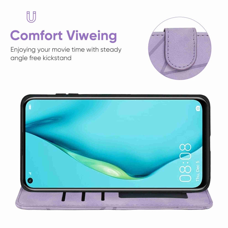 For Huawei P40 Lite Skin Feel Geometric Lines Leather Phone Case
