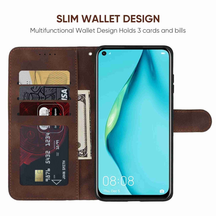 For Huawei P40 Lite Skin Feel Geometric Lines Leather Phone Case