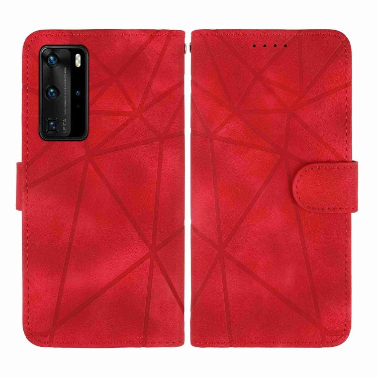 For Huawei P40 Pro Skin Feel Geometric Lines Leather Phone Case