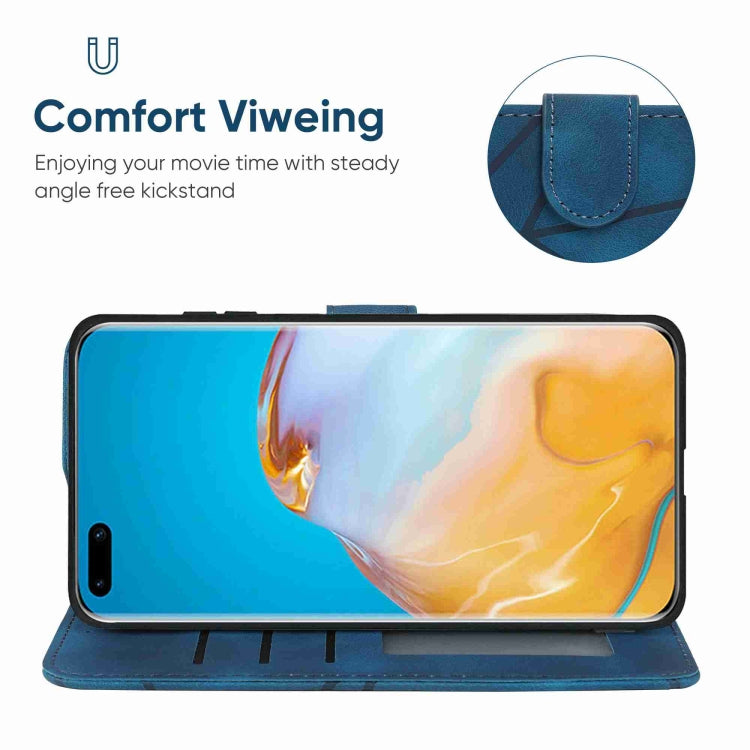 For Huawei P40 Pro Skin Feel Geometric Lines Leather Phone Case