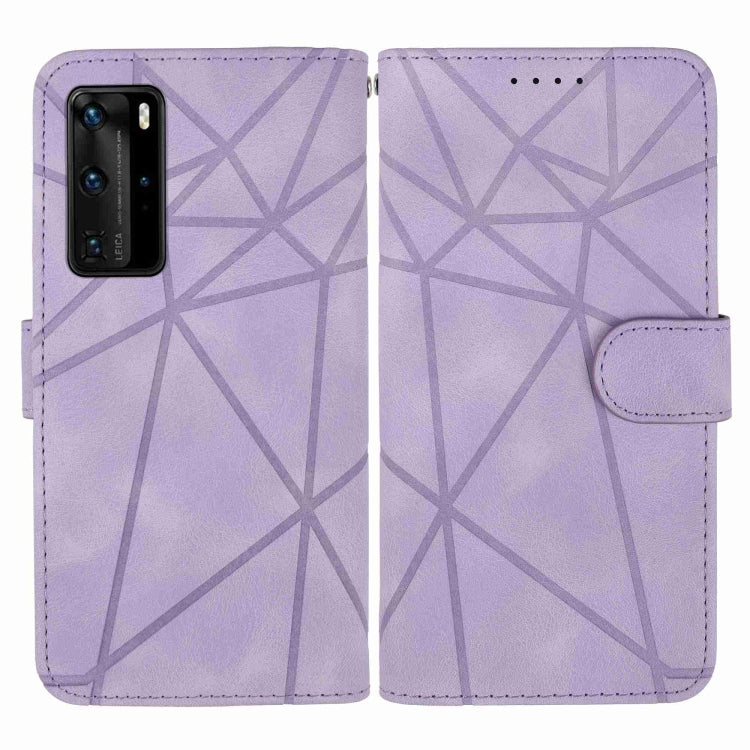 For Huawei P40 Pro Skin Feel Geometric Lines Leather Phone Case