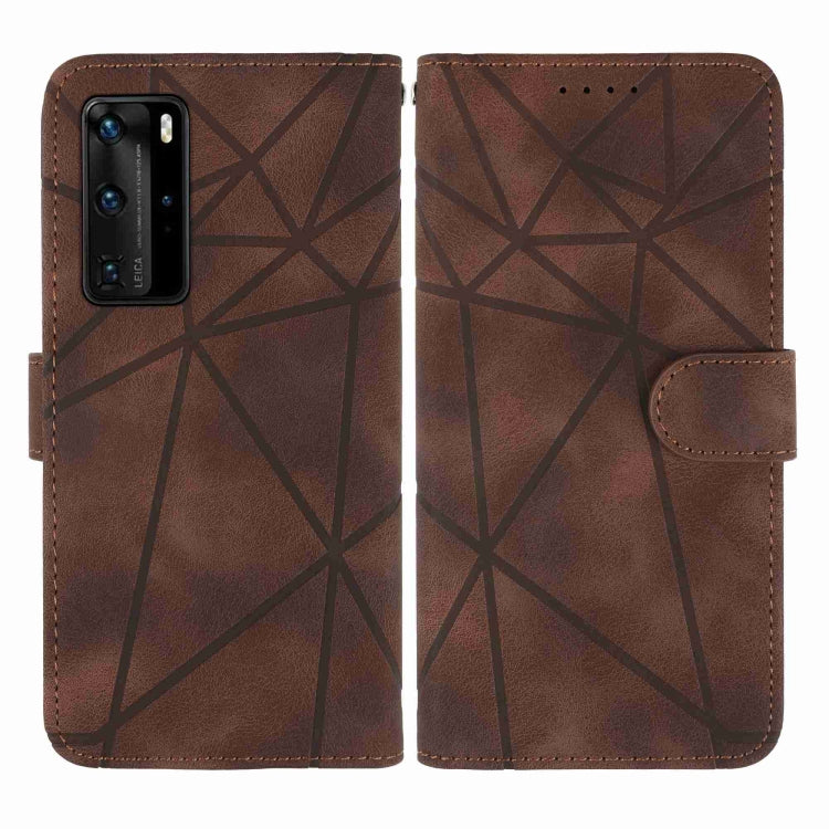 For Huawei P40 Pro Skin Feel Geometric Lines Leather Phone Case