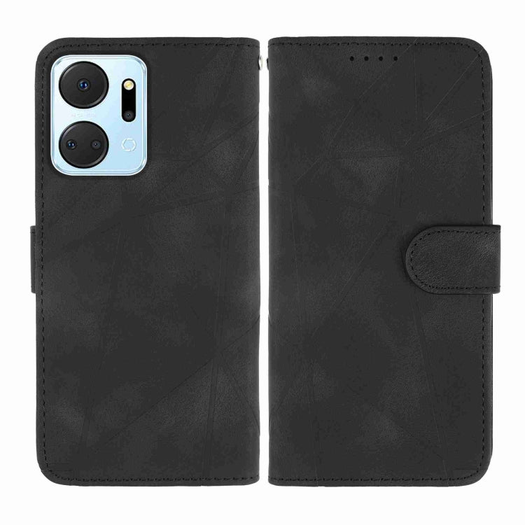 For Honor X7a Skin Feel Geometric Lines Leather Phone Case