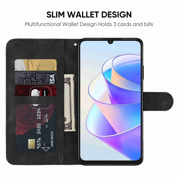 For Honor X7a Skin Feel Geometric Lines Leather Phone Case