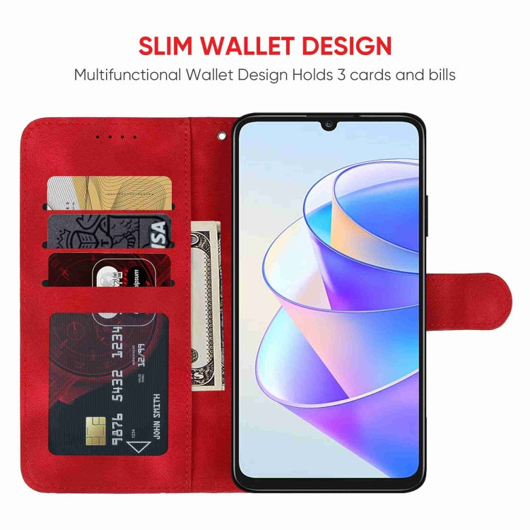 For Honor X7a Skin Feel Geometric Lines Leather Phone Case