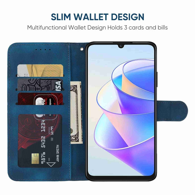 For Honor X7a Skin Feel Geometric Lines Leather Phone Case