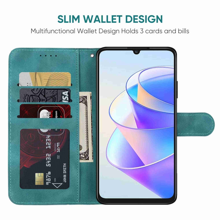 For Honor X7a Skin Feel Geometric Lines Leather Phone Case