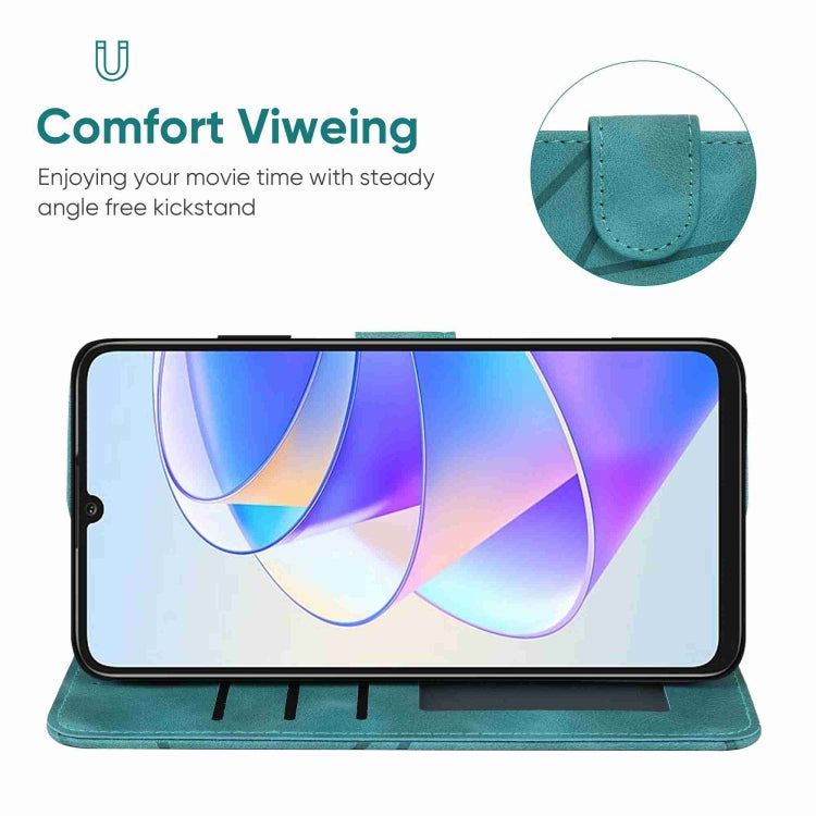 For Honor X7a Skin Feel Geometric Lines Leather Phone Case