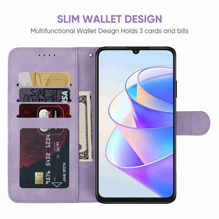 For Honor X7a Skin Feel Geometric Lines Leather Phone Case