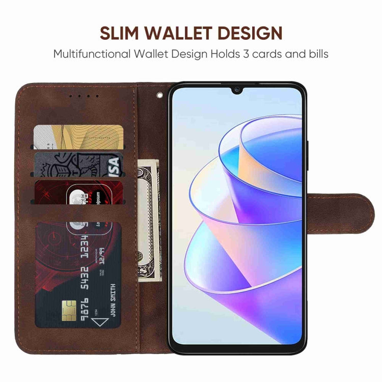 For Honor X7a Skin Feel Geometric Lines Leather Phone Case