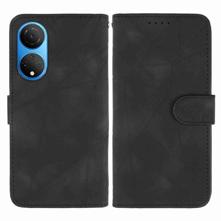 For Honor X7 Skin Feel Geometric Lines Leather Phone Case