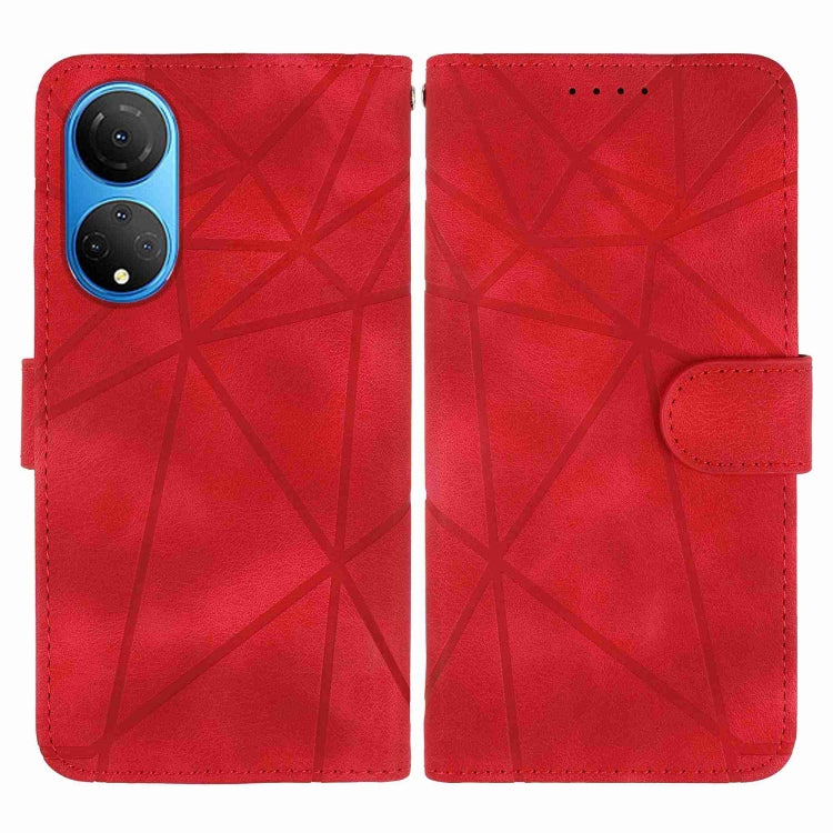 For Honor X7 Skin Feel Geometric Lines Leather Phone Case