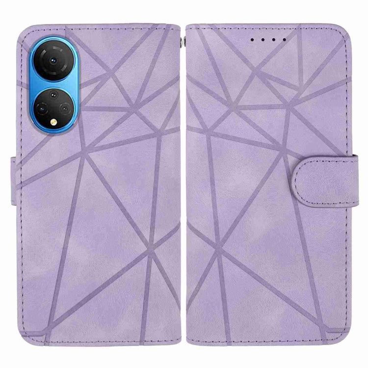 For Honor X7 Skin Feel Geometric Lines Leather Phone Case