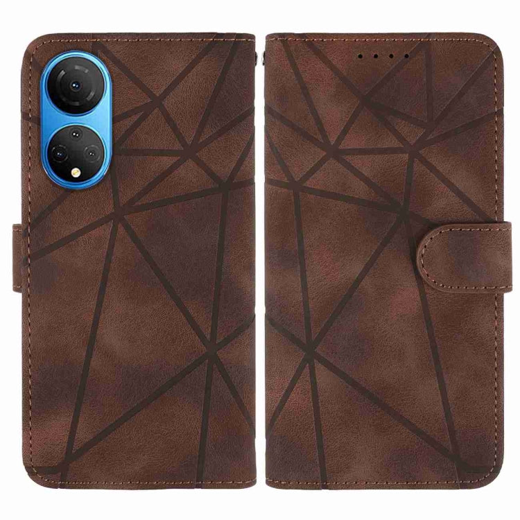 For Honor X7 Skin Feel Geometric Lines Leather Phone Case