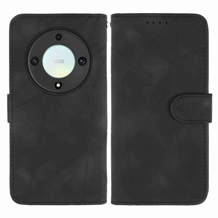 For Honor X9a Skin Feel Geometric Lines Leather Phone Case