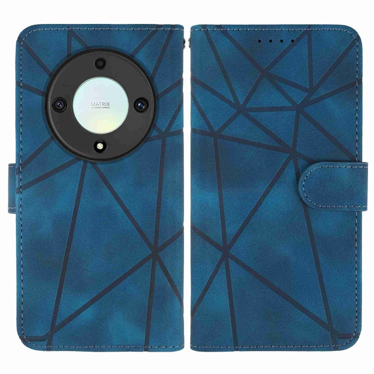 For Honor X9a Skin Feel Geometric Lines Leather Phone Case